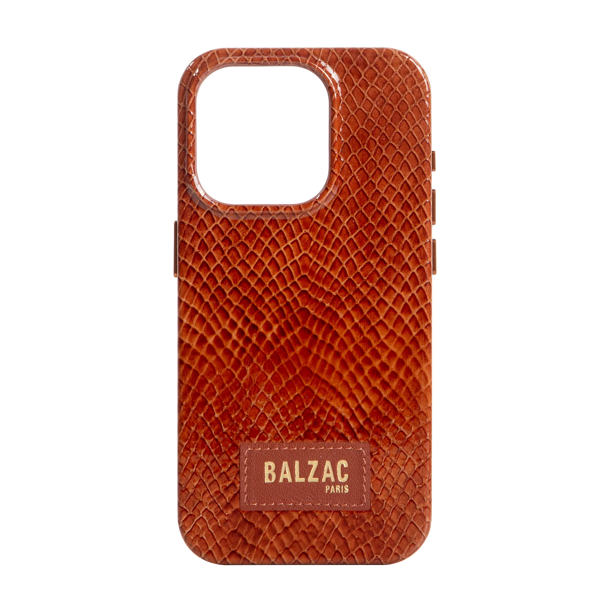 Embossed Cognac Case for iPhone 15